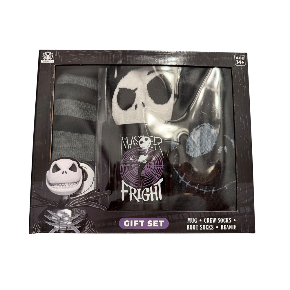 Disney Nightmare Before Christmas Gift Set Jack Skellington Mug Socks Beanie NWT